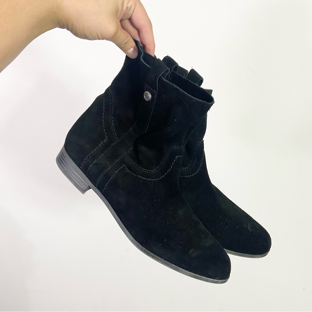 Frye and Co. Black Suede Short Cowboy Boots